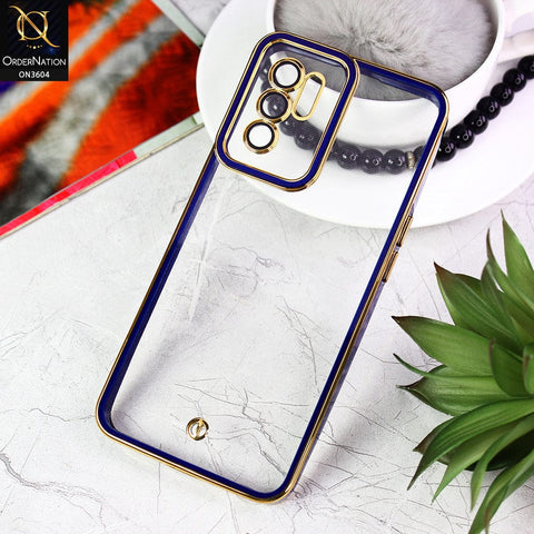 Oppo Reno 6 Cover - Blue - New Electroplated Side Borders Camera And Lense Protection Case