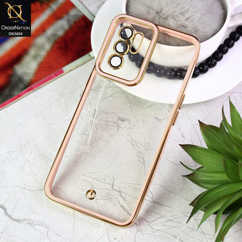 Oppo Reno 6 Cover - Pink - New Electroplated Side Borders Camera And Lense Protection Case