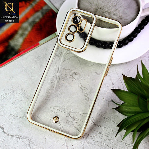 Oppo Reno 6 Cover - White - New Electroplated Side Borders Camera And Lense Protection Case