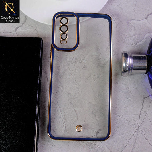 Vivo Y12s Cover - Blue - New Electroplated Side Borders Camera And Lense Protection Case