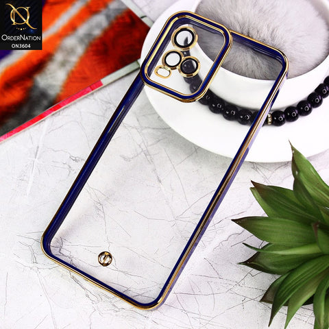 Vivo Y33t Cover - Blue - New Electroplated Side Borders Camera And Lense Protection Case