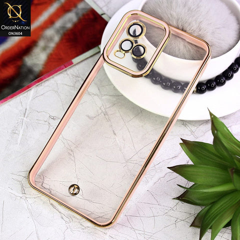 Vivo Y21 Cover - Pink - New Electroplated Side Borders Camera And Lense Protection Case
