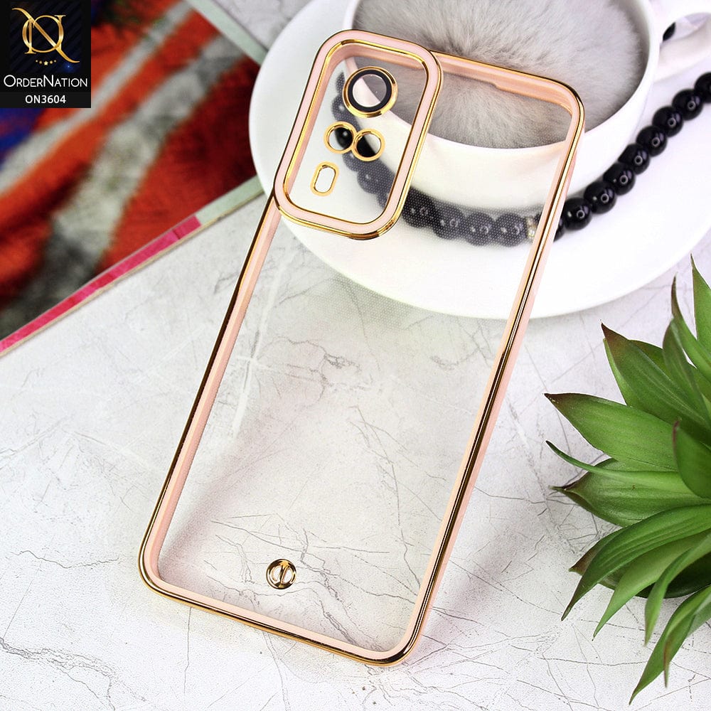 Vivo Y53s 4G Cover - Pink - New Electroplated Side Borders Camera And Lense Protection Case