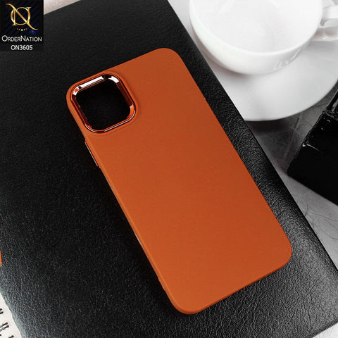 iPhone 11 Pro Max - Brown -New Fashion Classic Branded Case With Electroplated Borders Soft Case