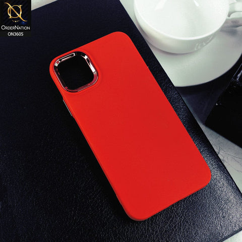 iPhone 11 Pro Max - Red -New Fashion Classic Branded Case With Electroplated Borders Soft Case