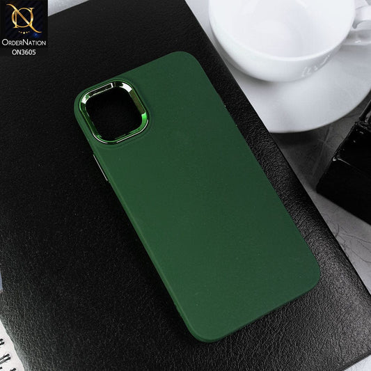 iPhone 12 Pro Max - Green -New Fashion Classic Branded Case With Electroplated Borders Soft Case