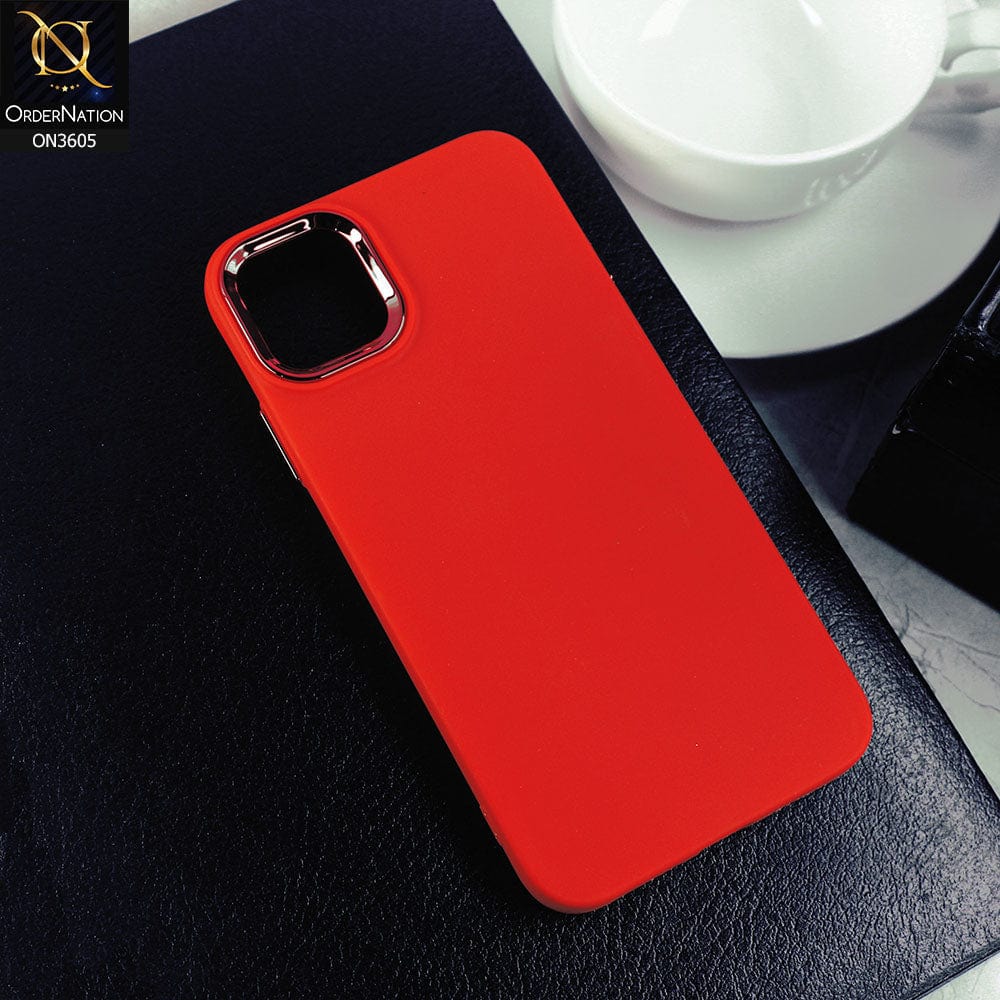 iPhone 12 Pro Max - Red -New Fashion Classic Branded Case With Electroplated Borders Soft Case