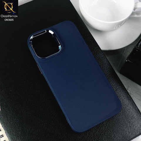 iPhone 13 Pro Max - Blue -New Fashion Classic Branded Case With Electroplated Borders Soft Case
