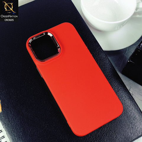 iPhone 13 Pro Max - Red -New Fashion Classic Branded Case With Electroplated Borders Soft Case