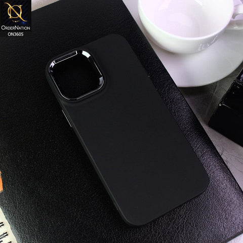 iPhone 14 Pro Max - Black -New Fashion Classic Branded Case With Electroplated Borders Soft Case