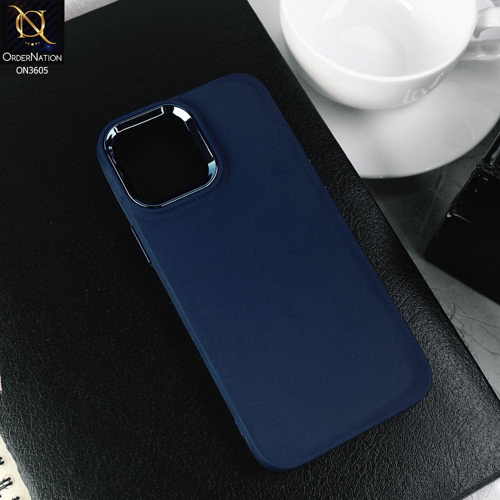 iPhone 14 Pro Max - Blue -New Fashion Classic Branded Case With Electroplated Borders Soft Case