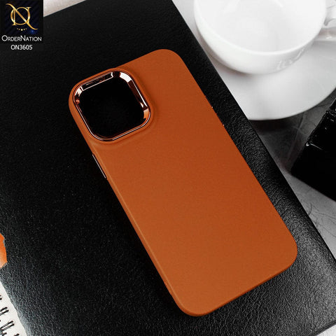 iPhone 14 Pro Max - Brown -New Fashion Classic Branded Case With Electroplated Borders Soft Case