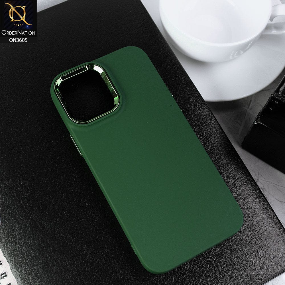 iPhone 14 Pro Max - Green -New Fashion Classic Branded Case With Electroplated Borders Soft Case