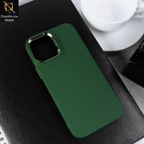 iPhone 14 Pro Max - Green -New Fashion Classic Branded Case With Electroplated Borders Soft Case