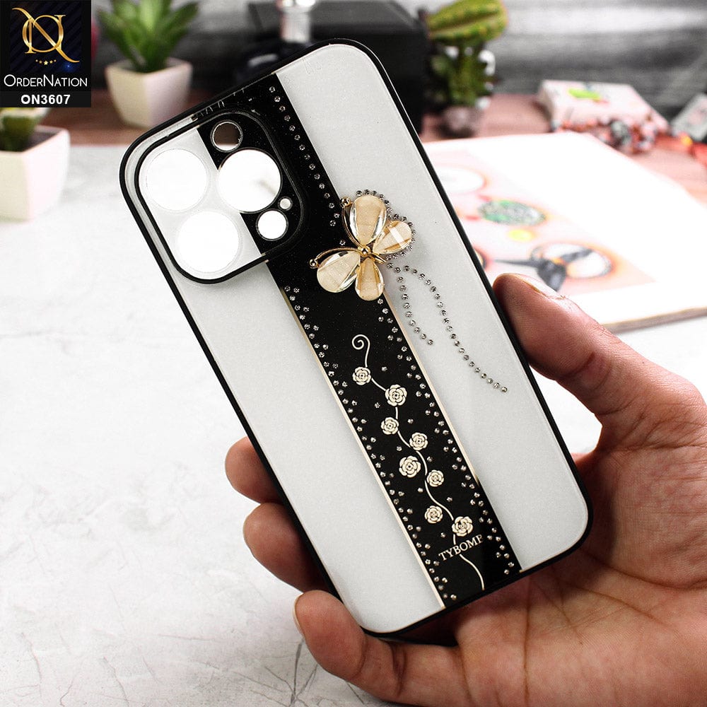 iPhone 14 Pro Max Cover - Design 1 - Trendy Bling Diamond Soft Borders Fency Tempared Glass Case