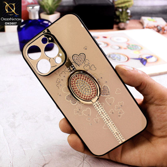 iPhone 14 Pro Max Cover - Design 2 - Trendy Bling Diamond Soft Borders Fency Tempared Glass Case