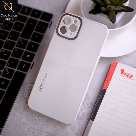 iPhone 11 Pro Max Cover - White -  Radiant Diamond Ray Reflective Aluminum Furnish Soft Borders Cases