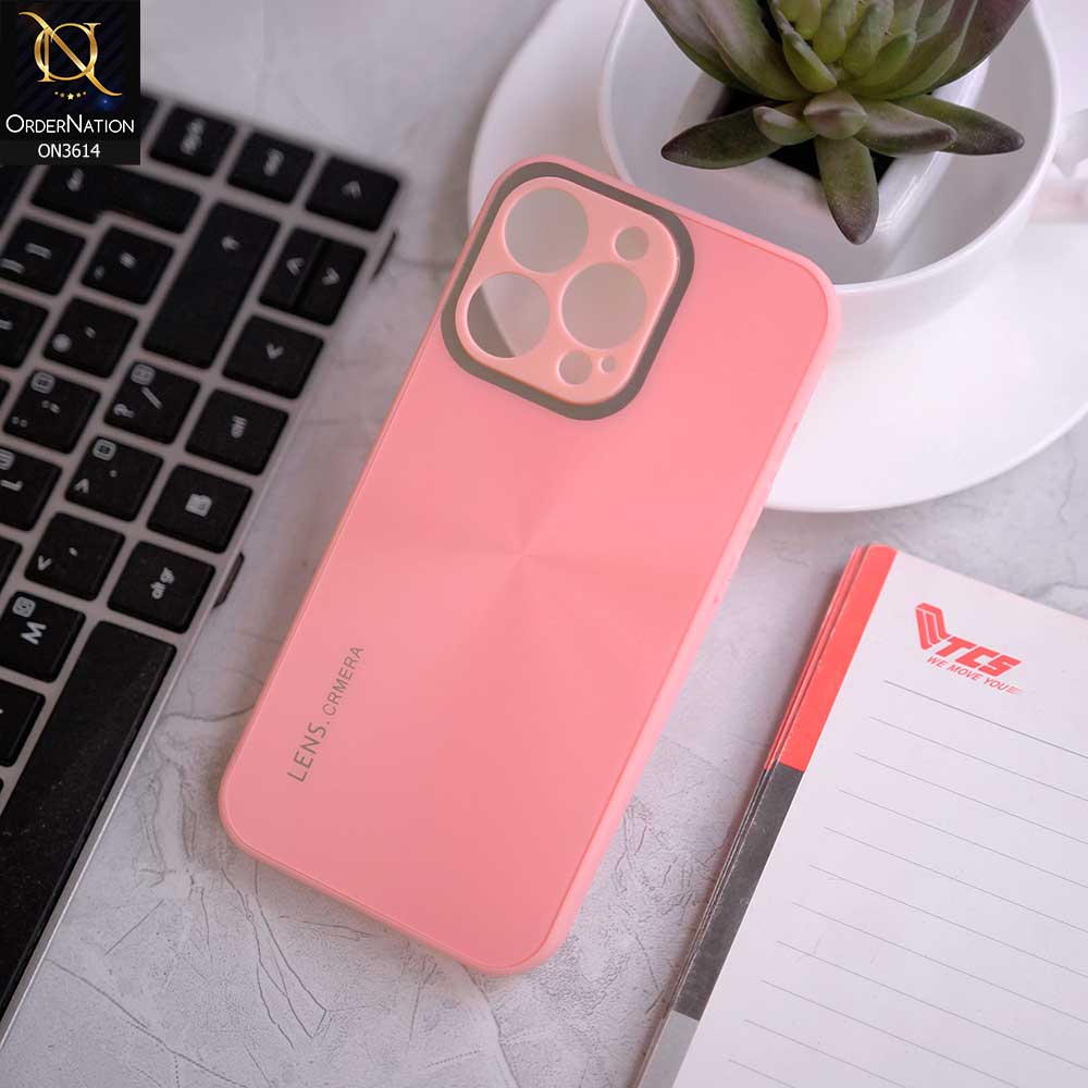 iPhone 13 Pro Max Cover - Pink -  Radiant Diamond Ray Reflective Aluminum Furnish Soft Borders Cases