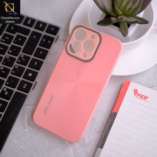 iPhone 14 Pro Cover - Pink -  Radiant Diamond Ray Reflective Aluminum Furnish Soft Borders Cases