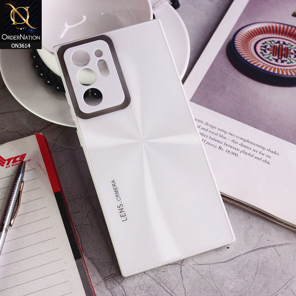 Samsung Galaxy Note 20 Ultra Cover - White - Radiant Diamond Ray Reflective Aluminum Furnish Soft Borders Cases
