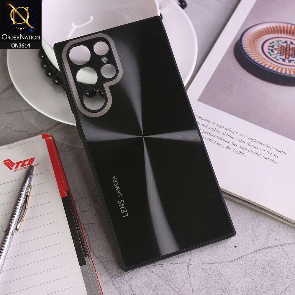 Samsung Galaxy S22 Ultra 5G Cover - Black - Radiant Diamond Ray Reflective Aluminum Furnish Soft Borders Cases
