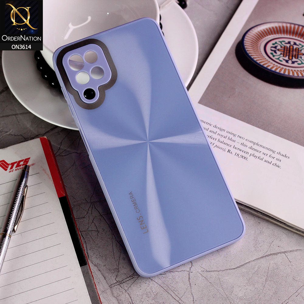 Samsung Galaxy A12 Nacho Cover - Purple - Radiant Diamond Ray Reflective Aluminum Furnish Soft Borders Cases