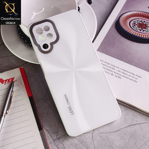 Samsung Galaxy A12 Nacho Cover - White - Radiant Diamond Ray Reflective Aluminum Furnish Soft Borders Cases