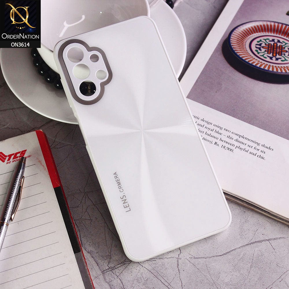 Samsung Galaxy A13 Cover - White - Radiant Diamond Ray Reflective Aluminum Furnish Soft Borders Cases