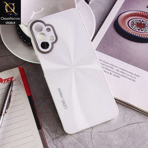 Samsung Galaxy A13 Cover - White - Radiant Diamond Ray Reflective Aluminum Furnish Soft Borders Cases