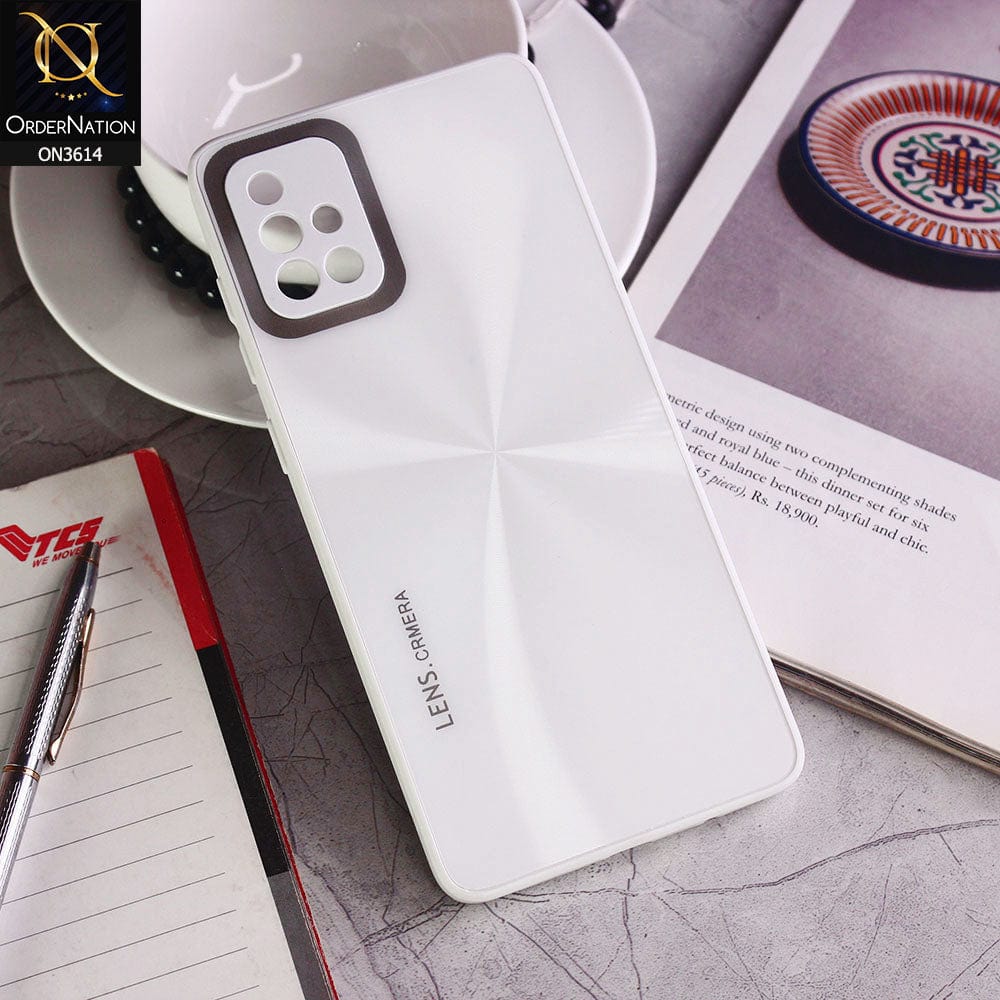 Samsung Galaxy A51 Cover - White - Radiant Diamond Ray Reflective Aluminum Furnish Soft Borders Cases