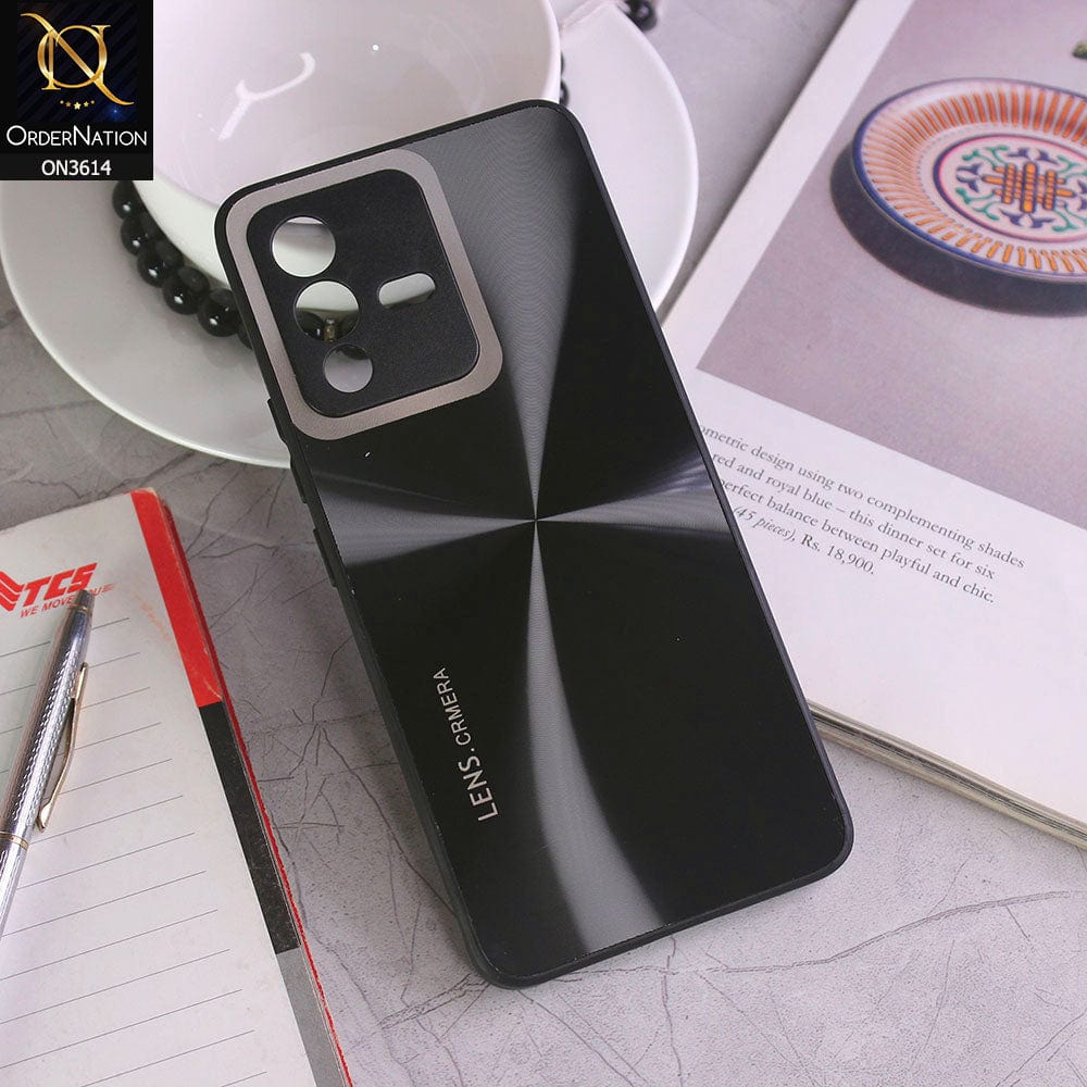 Vivo V23 5G Cover - Black - Radiant Diamond Ray Reflective Aluminum Furnish Soft Borders Cases