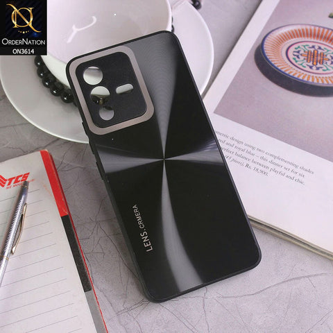 Vivo V23 5G Cover - Black - Radiant Diamond Ray Reflective Aluminum Furnish Soft Borders Cases