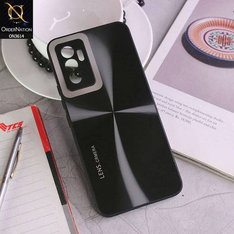 Vivo V23e Cover - Black - Radiant Diamond Ray Reflective Aluminum Furnish Soft Borders Cases