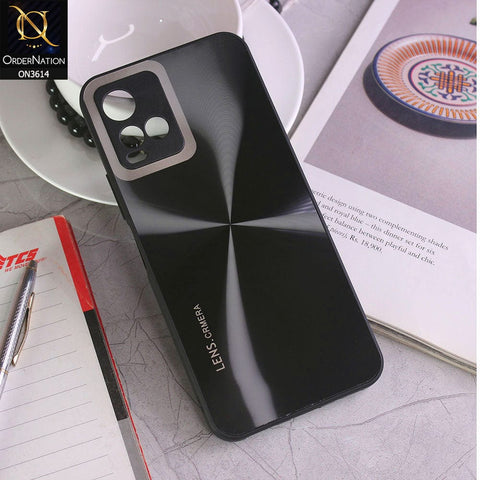 Vivo Y33s Cover - Black - Radiant Diamond Ray Reflective Aluminum Furnish Soft Borders Cases