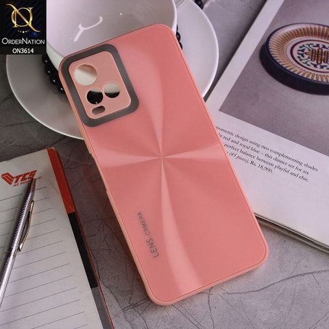 Vivo Y33t Cover - Pink - Radiant Diamond Ray Reflective Aluminum Furnish Soft Borders Cases