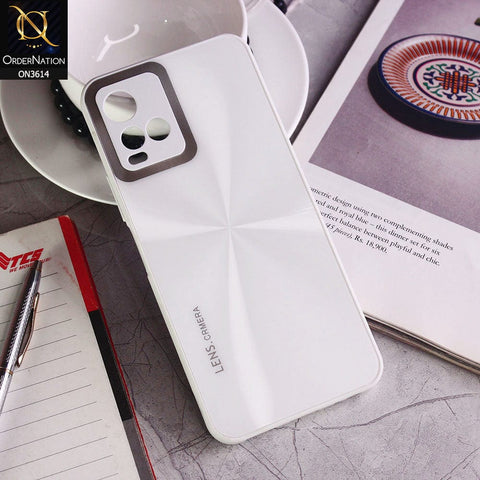 Vivo Y33s Cover - White - Radiant Diamond Ray Reflective Aluminum Furnish Soft Borders Cases