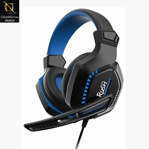 Blue - SMART BUY RUSH CRUSH'EM GAMING HEADSET WITH MICROPHONE AND LED BACKLIGHT COMPATIBLE WITH PC, LAPTOP, MOBILE AND GAMING CONSOLES