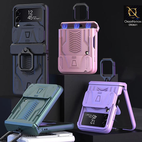 Samsung Galaxy Z Flip 4 5G Cover - Purple - GKK Magnetic Hinge Camera Protection Hard Cover With Ring Holder