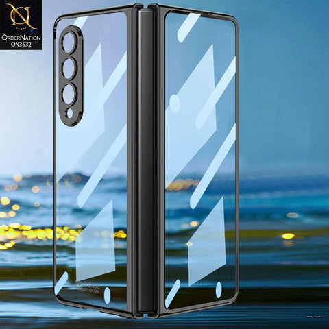 Samsung Galaxy Z Fold 4 5G Cover - Black - Clear Tempered Glass Folding Hard Case Plating Frame