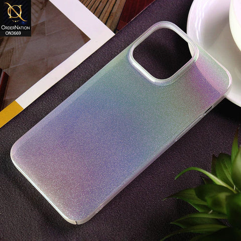 iPhone 14 Pro Max Cover  - White - Rainbow Dew Drops Ultra Thin Semi Transparent Back Hard Shell Case