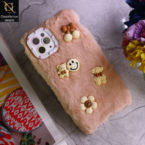 iPhone 11 Pro Max Cover - Pink - New Trendy Plush Warm Fluffy Soft Borders Case with Camera Protection
