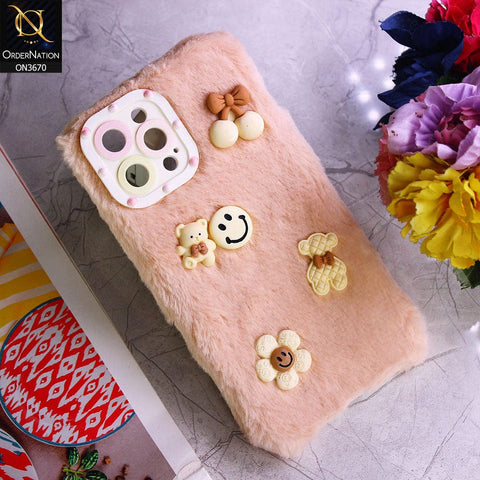 iPhone 12 Pro Max Cover - Pink - New Trendy Plush Warm Fluffy Soft Borders Case with Camera Protection