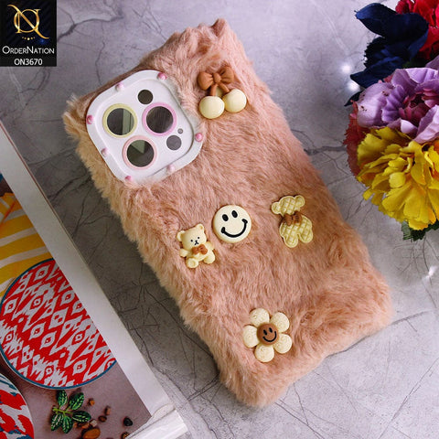 iPhone 13 Pro Max Cover - Pink - New Trendy Plush Warm Fluffy Soft Borders Case with Camera Protection