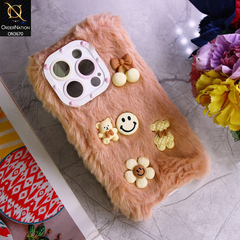 iPhone 13 Pro Cover - Pink - New Trendy Plush Warm Fluffy Soft Borders Case with Camera Protection