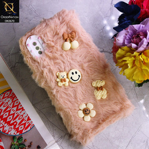 iPhone XS / X Cover - Pink - New Trendy Plush Warm Fluffy Soft Borders Case with Camera Protection