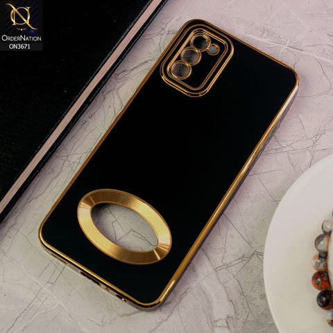 Samsung Galaxy A03s Cover - Black - All New Electroplating Borders With Logo Hole Protective Soft Silicon Case