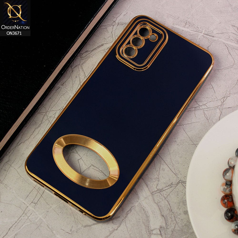 Samsung Galaxy M02s Cover - Blue - All New Electroplating Borders With Logo Hole Protective Soft Silicon Case
