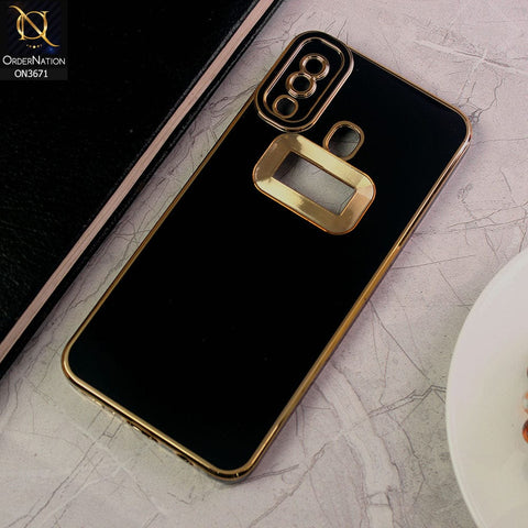 Samsung Galaxy A20 Cover - Black - All New Electroplating Borders With Logo Hole Protective Soft Silicon Case