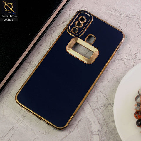 Samsung Galaxy A30 Cover - Blue - All New Electroplating Borders With Logo Hole Protective Soft Silicon Case