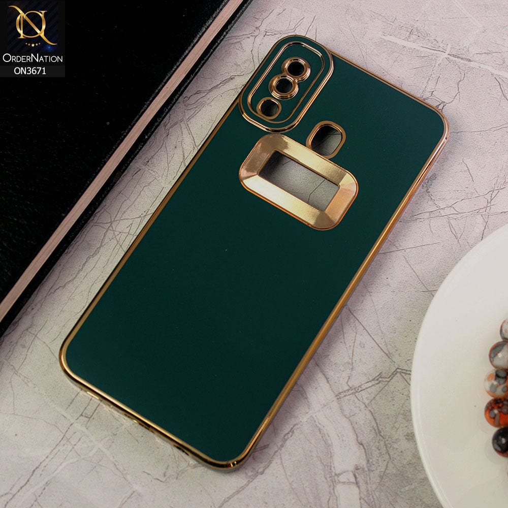 Samsung Galaxy A20 Cover - Green - All New Electroplating Borders With Logo Hole Protective Soft Silicon Case